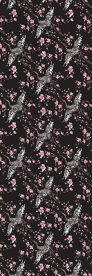 Fensterrollo mit Motiv Reiher und Blumen