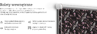 Fensterrollo mit Motiv Reiher und Blumen
