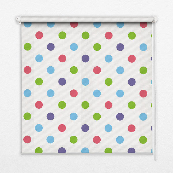 Fensterrollo mit bunten Punkten