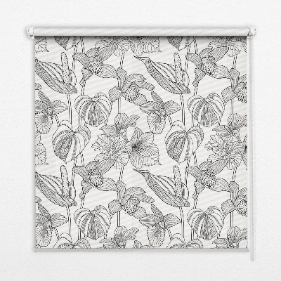 Rollo fenster mit gezeichneten Blumen