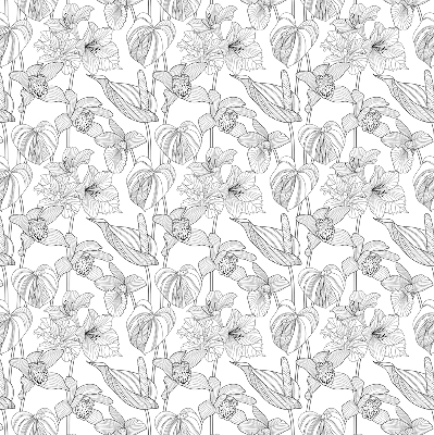 Rollo fenster mit gezeichneten Blumen