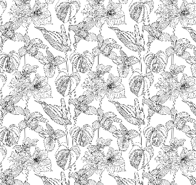 Rollo fenster mit gezeichneten Blumen