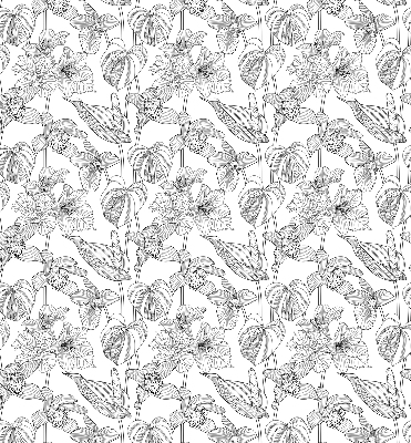 Rollo fenster mit gezeichneten Blumen