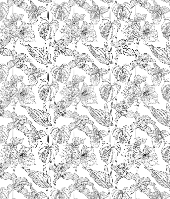 Rollo fenster mit gezeichneten Blumen