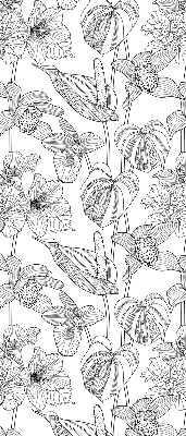 Rollo fenster mit gezeichneten Blumen