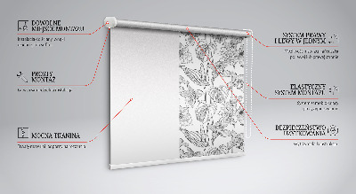 Rollo fenster mit gezeichneten Blumen