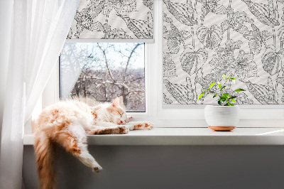 Rollo fenster mit gezeichneten Blumen