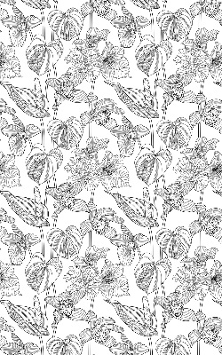 Rollo fenster mit gezeichneten Blumen