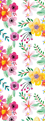Fensterrollo innen mit gemalten Blumen