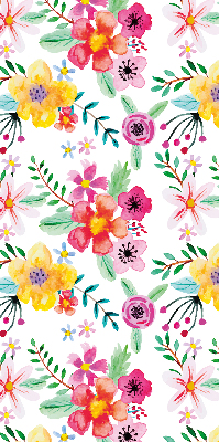 Fensterrollo innen mit gemalten Blumen
