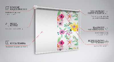 Fensterrollo innen mit gemalten Blumen