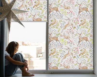 Rollo Fenster mit Reh und Hirsch-Motiv