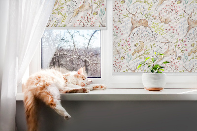 Rollo Fenster mit Reh und Hirsch-Motiv