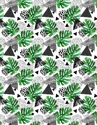 Fensterrollo mit Blätter-, Dreiecke- und Punkte-Muster