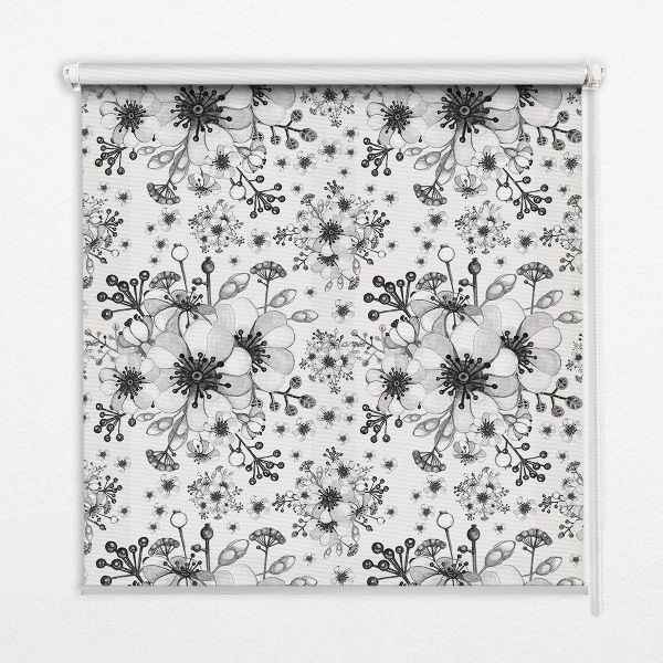 Fensterrollo mit gezeichnetem Blumenmotiv