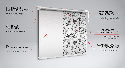 Fensterrollo mit gezeichnetem Blumenmotiv