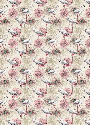 Rollo Fenster in Weiß mit Flamingo-Motiv