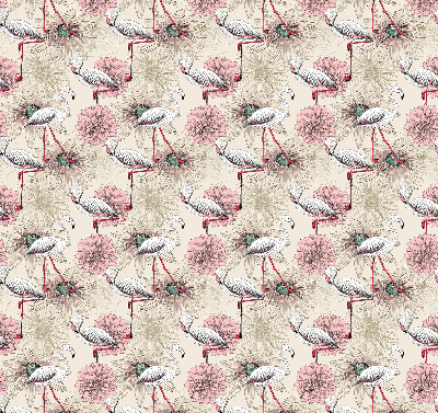 Rollo Fenster in Weiß mit Flamingo-Motiv