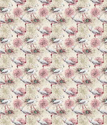 Rollo Fenster in Weiß mit Flamingo-Motiv
