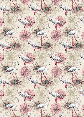 Rollo Fenster in Weiß mit Flamingo-Motiv
