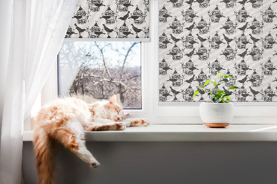 Fensterrollo in Schwarz mit Rabenmotiv