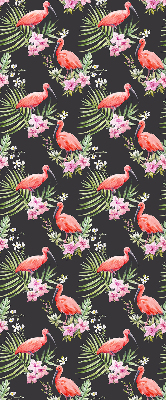 Fensterrollo innen mit Flamingos auf Pflanzen