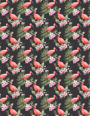 Fensterrollo innen mit Flamingos auf Pflanzen
