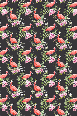 Fensterrollo innen mit Flamingos auf Pflanzen