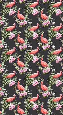 Fensterrollo innen mit Flamingos auf Pflanzen