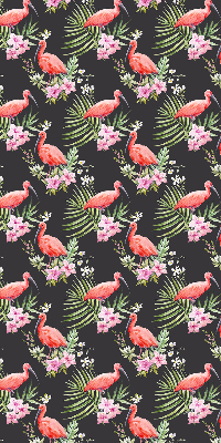 Fensterrollo innen mit Flamingos auf Pflanzen
