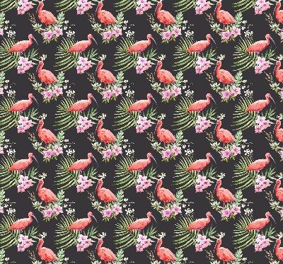 Fensterrollo innen mit Flamingos auf Pflanzen