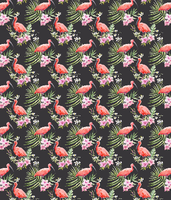 Fensterrollo innen mit Flamingos auf Pflanzen