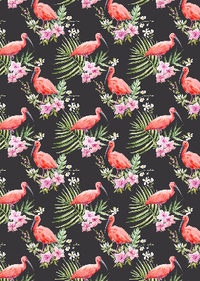 Fensterrollo innen mit Flamingos auf Pflanzen