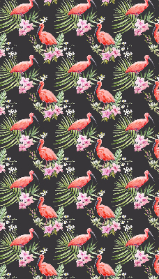 Fensterrollo innen mit Flamingos auf Pflanzen