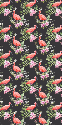 Fensterrollo innen mit Flamingos auf Pflanzen