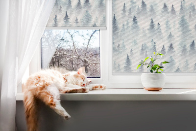 Fensterrollo innen im Design Wald im Nebel