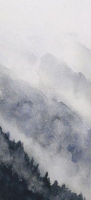 Fensterrollo nebelige Berge