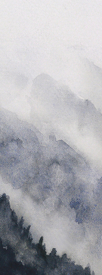 Fensterrollo nebelige Berge