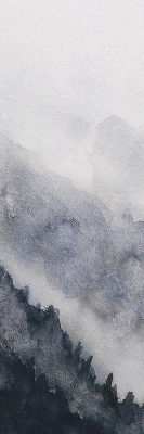 Fensterrollo nebelige Berge