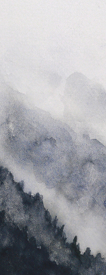 Fensterrollo nebelige Berge