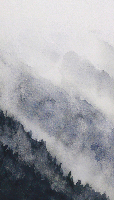 Fensterrollo nebelige Berge