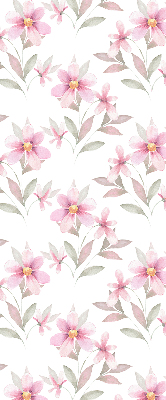 Rollo Fenster mit rosa Blüten