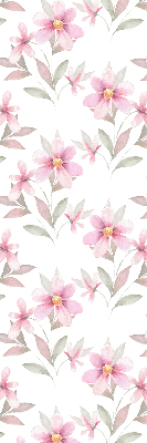 Rollo Fenster mit rosa Blüten