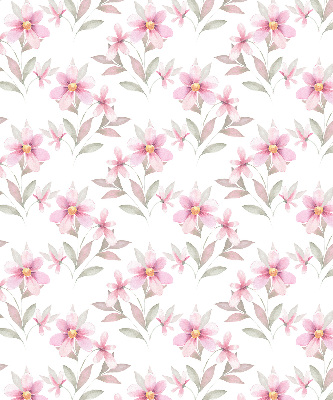 Rollo Fenster mit rosa Blüten