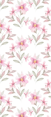 Rollo Fenster mit rosa Blüten