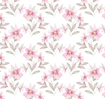 Rollo Fenster mit rosa Blüten