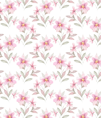 Rollo Fenster mit rosa Blüten