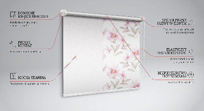 Rollo Fenster mit rosa Blüten