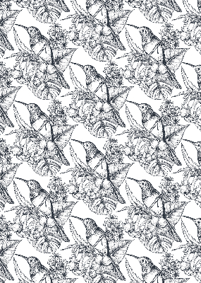 Fensterrollo mit gezeichneten Blumen