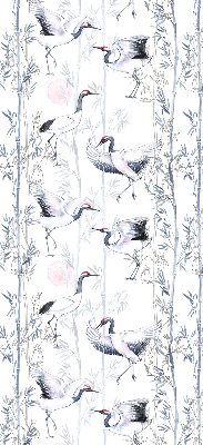 Fensterrollo mit Reiher- und Baummotiv